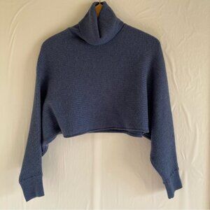 Wilfred Free Blue Merino Turtleneck Crop Sweater Size XS